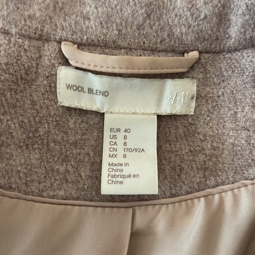 H&M Wool Blend Coat Dusty Pink Grey - Picture 13 of 14